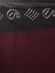 Maroon Black Ivory Hand Tie & Dye Bandhej Glace Cotton Saree With Resham Border - S031701993