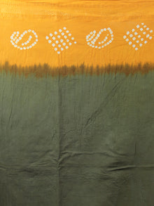 Green Orange Ivory Hand Tie & Dye Bandhej Glace Cotton Saree With Resham Border - S031701997