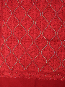 Maroon Aari Embroidery With Sequence Work Pure Wool Stole from Kashmir - S6317074