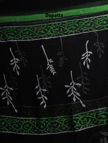 Black White Hand Block Printed Cotton Suit-Salwar Fabric With Chiffon Dupatta - S1628095