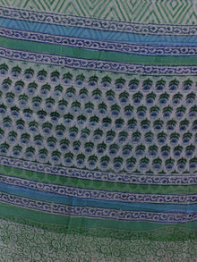 Ivory Blue Green Hand Block Printed Cotton Suit-Salwar Fabric With Chiffon Dupatta - S16281231