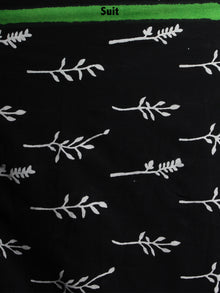 Black White Hand Block Printed Cotton Suit-Salwar Fabric With Chiffon Dupatta - S1628095