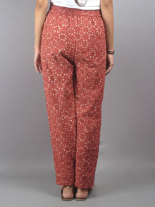 Red Hand Block Printed Elasticated Waist Trousers- T0317020