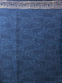Indigo Ivory Hand Block Printed in Natural Colors Cotton Mul Saree - S031702013