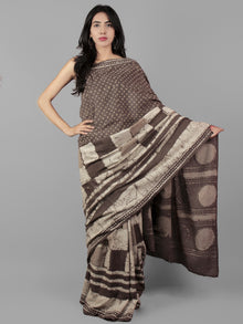 Kashish Ivory Hand Block Printed in Natural Colors Cotton Mul Saree - S031702014