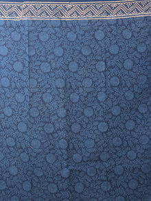 Indigo Ivory Hand Block Printed in Natural Colors Cotton Mul Saree - S031702016