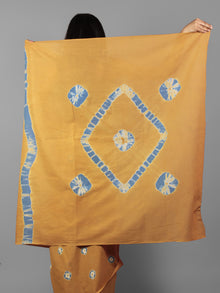 Peanut Brown Teal Blue Ivory Hand Shibori Dyed Cotton Saree - S031702020