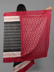 Black Ivory Maroon Grey Ikat Handwoven Pochampally Mercerized Cotton Saree - S031702029