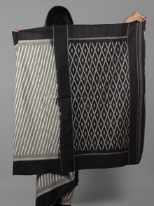Grey Black Ivory Ikat Handwoven Pochampally Mercerized Cotton Saree - S031702031