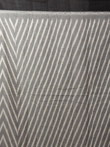 Grey Black Ivory Ikat Handwoven Pochampally Mercerized Cotton Saree - S031702031