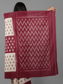 Maroon Ivory Ikat Handwoven Pochampally Mercerized Cotton Saree - S031702034