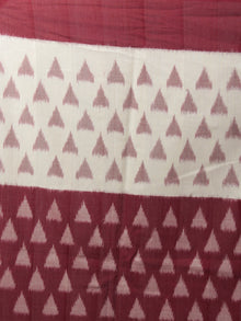 Maroon Ivory Ikat Handwoven Pochampally Mercerized Cotton Saree - S031702034