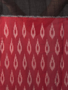 Maroon Black Ivory Ikat Handwoven Pochampally Mercerized Cotton Saree - S031702036