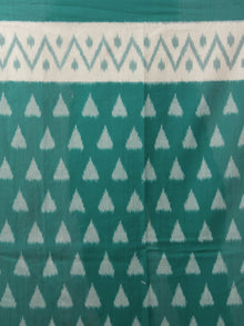 Teal Green Ivory Grey Ikat Handwoven Pochampally Mercerized Cotton Saree - S031702039
