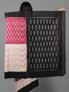 Pink Black Ivory Ikat Handwoven Pochampally Mercerized Cotton Saree - S031702045