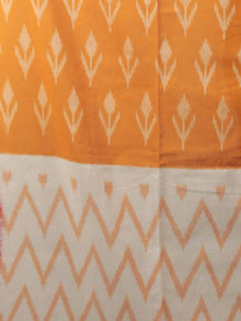 Orange Maroon Ivory Ikat Handwoven Pochampally Mercerized Cotton Saree - S031702048