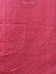 Pink Indigo White Telia Rumal Double Ikat Handwoven Pochampally Mercerized Cotton Saree With Green Border  - S031702049