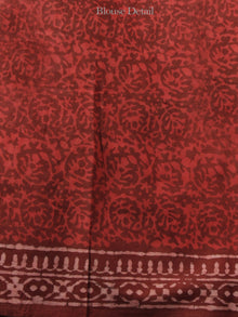 Rust Ivory Peach Hand Block Printed in Cotton Mul Saree - S031702053