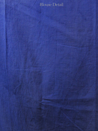 Indigo Cerulean Blue White Shibori Dyed Cotton Saree - S031702057