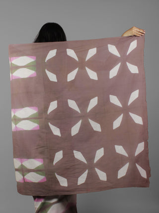 Brown Pink White Green Shibori Dyed Cotton Saree - S031702058