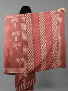 Rust Ivory Pink Hand Block Printed in Natural Colors Cotton Mul Saree - S031702062
