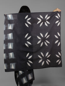 Black White Grey Shibori Dyed Cotton Saree - S031702065