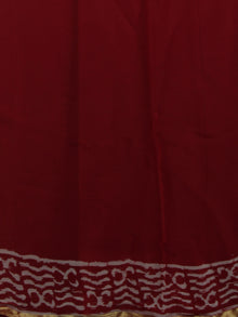 Cherry Red Ivory Hand Block Printed Chiffon Saree - S031702074