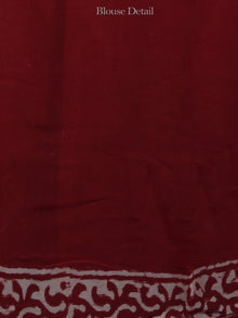 Cherry Red Ivory Hand Block Printed Chiffon Saree - S031702081