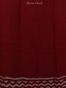 Cherry Red Ivory Hand Block Printed Chiffon Saree - S031702085