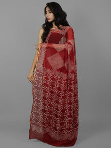 Maroon Ivory Hand Block Printed Chiffon Saree - S031702087