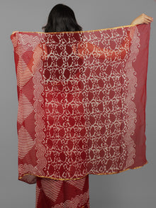 Maroon Ivory Hand Block Printed Chiffon Saree - S031702087