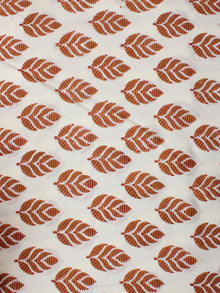 White Brown Hand Block Printed Cotton Cambric Fabric Per Meter - F0916409