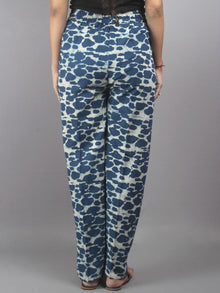 Indigo Hand Block Printed Elasticated Waist Trousers- T0317021