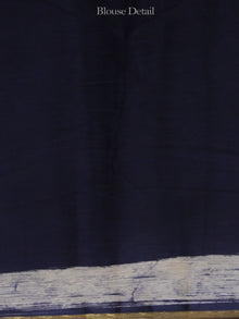Dark Indigo Ivory Hand Block Printed Chiffon Saree - S031702101