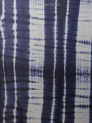 Indigo Ivory Natural Color Dyed Hand Clamped Cotton Shibori Saree - S031702121
