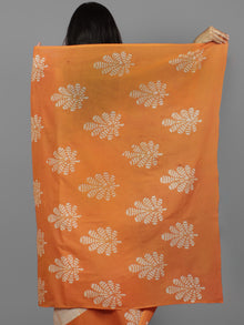 Orange Ivory Hand Batik & Block Printed Cotton Saree - S031702126