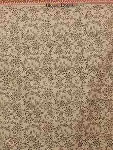 Beige Black Maroon Cotton Hand Block Printed Saree in Natural Colors - S031702205
