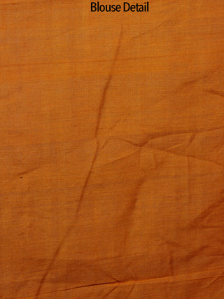 Green Ivory Rust Orange Telia Rumal Double Ikat Handwoven Pochampally Mercerized Cotton Saree - S031702193