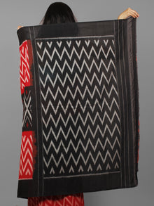 Red Black Ivory Ikat Handwoven Pochampally Mercerized Cotton Saree - S031702180
