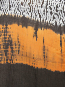 Orange Black Ivory Hand Shibori Dyed Cotton Saree - S031702224