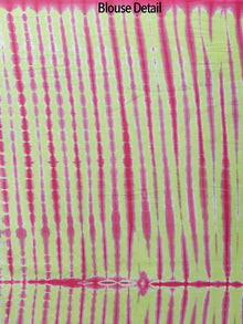 Green Pink Hand Shibori Dyed Cotton Saree - S031702225
