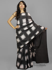 Black Ivory Shibori Dyed Cotton Saree - S031702230