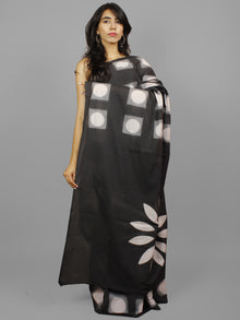 Black Ivory Shibori Dyed Cotton Saree - S031702230