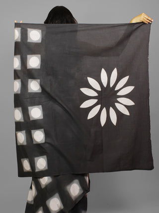 Black Ivory Shibori Dyed Cotton Saree - S031702230