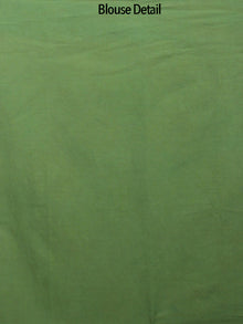 Rust Brown Green Ivory Shibori Dyed Cotton Saree - S031702239
