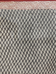 Beige Black Red Hand Block Printed in Cotton Mul Saree - S031702279