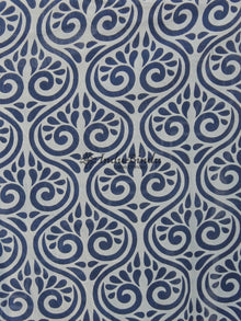 Indigo Blue White Hand Block Printed Cotton Saree In Natural Colors - S031702363