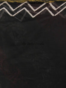 Black White Grey Hand Block Printed Chanderi Saree - S031702364