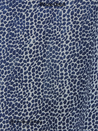 Indigo Blue White Hand Block Printed Cotton Saree In Natural Colors - S031702388