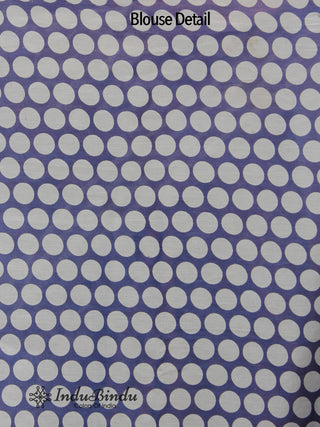 Indigo Blue Ivory Hand Block Printed Cotton Saree With Maroon Green Kalamkari Printed Pallu - S031702390